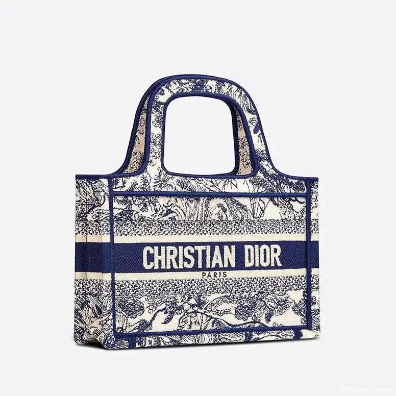 Cheap Canvas Dior Toile Tote De Motif Jouy Book Mini Blue 0427 Luxury